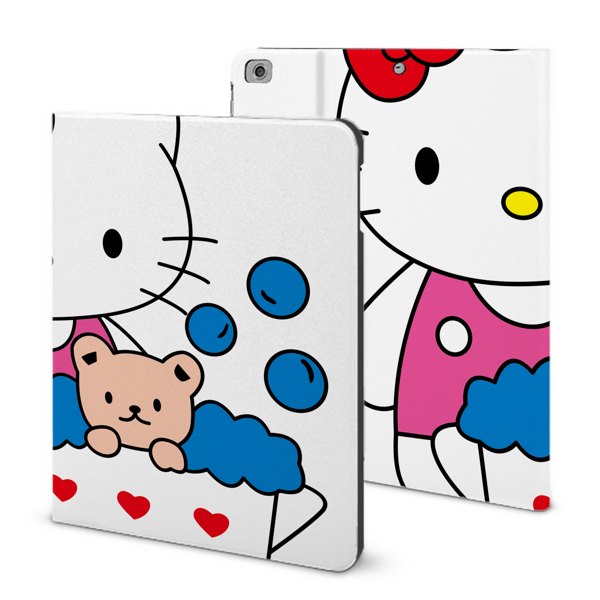 （画像用） Hello Kitty ハローキティ IPad ケース ブック型 PUレザー TPU 耐衝撃 軽量 薄型 ペン収納なし 全面保護 IPad 各モデル対応
